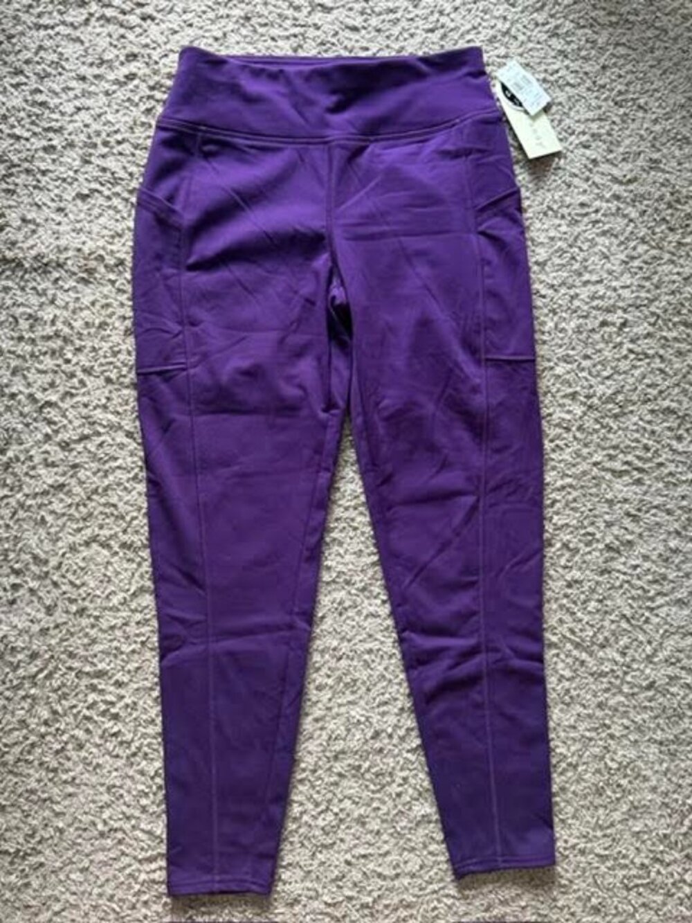 Eye Candy Women’s Activewear Leggings Purple High Waist Side Pockets 1X NWT